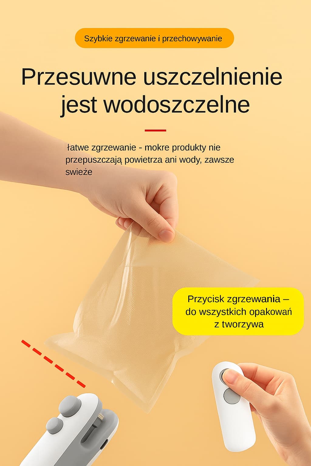 Turbo zamykacz spożywczy. Zamyka opakowania i worki foliowe